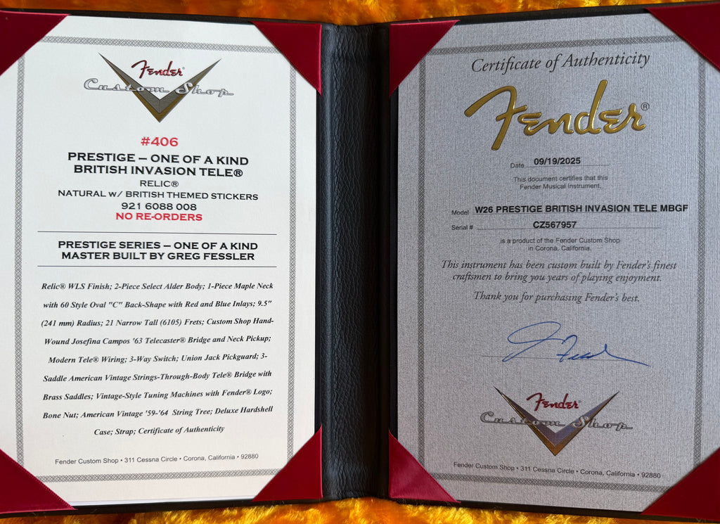 FENDER PRESTIGE SERIES-ONE OF A KIND MASTER BUILT BY GREG FESSLER: BRITISH INVASION TELE